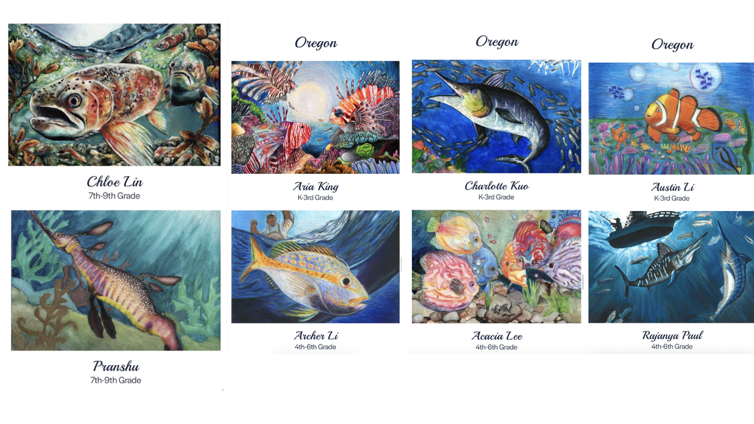 Art World School Students Win 8 out of 11 Awards for Oregon in the 2026 Fish Art Contest