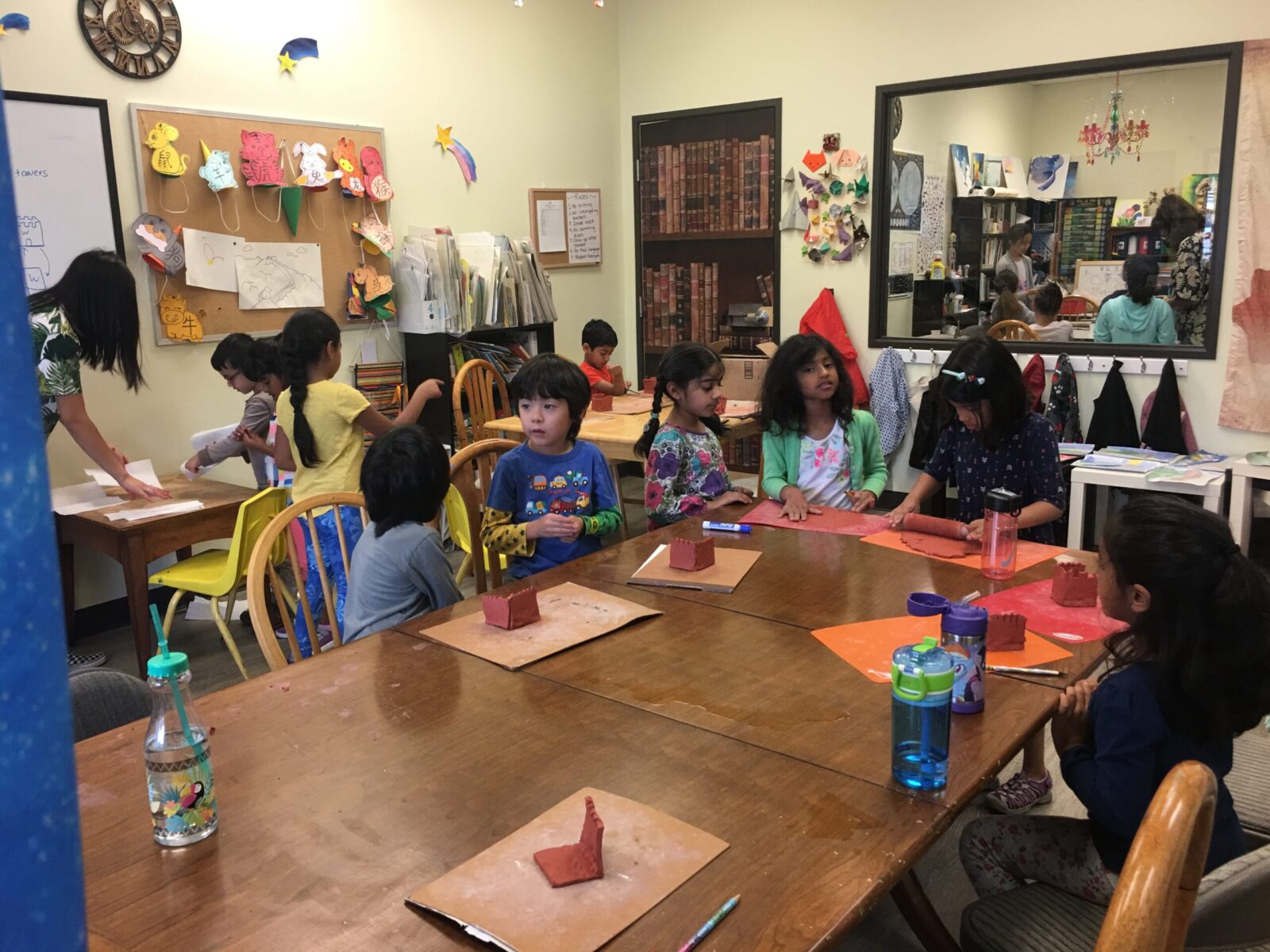 Kids making their own clay crafts