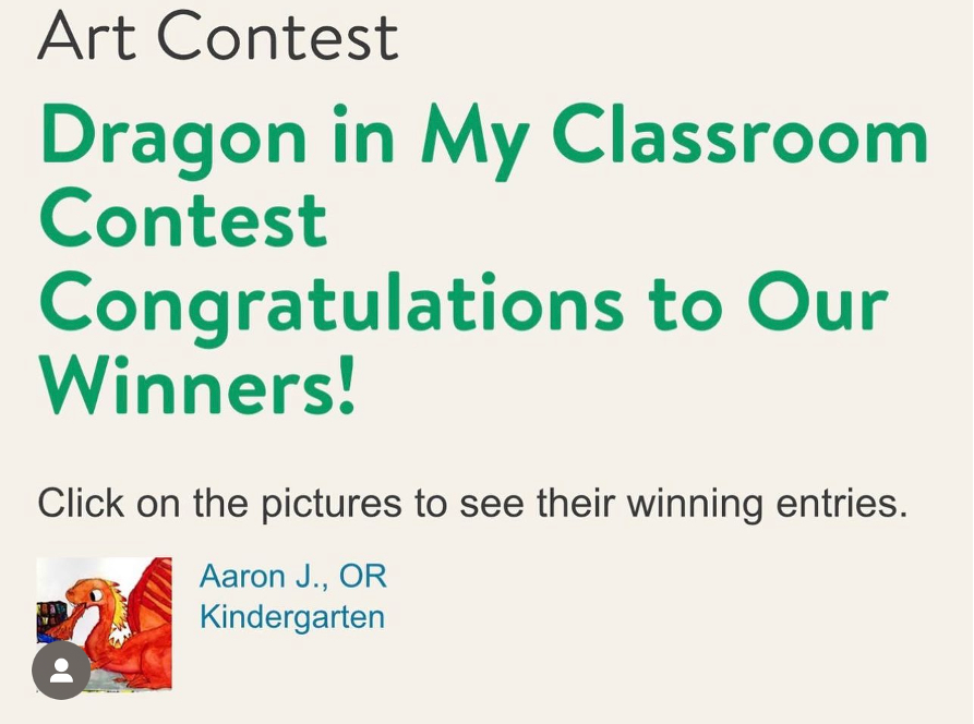Dragon in My Classroom Art Contest