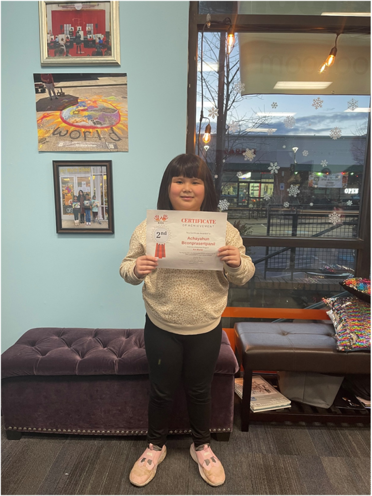 Art World School student with certificate